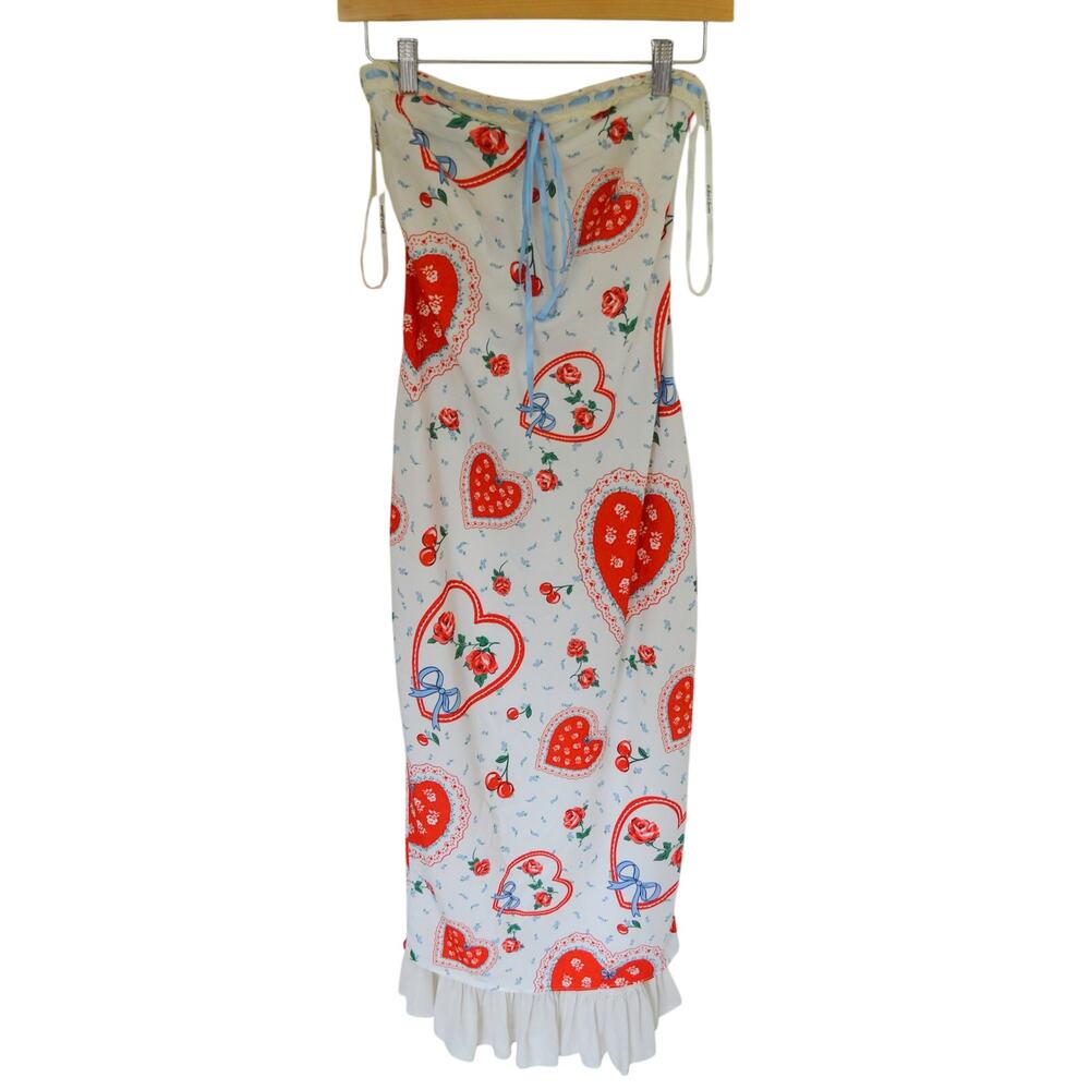 For Love & Lemons Daisy Mae Strapless Midi Dress Medium - Picture 5 of 10